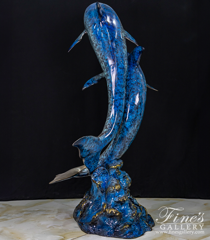 Search Result For Bronze Fountains  - 62 Inch Bronze Dolphins Fountain - BF-760